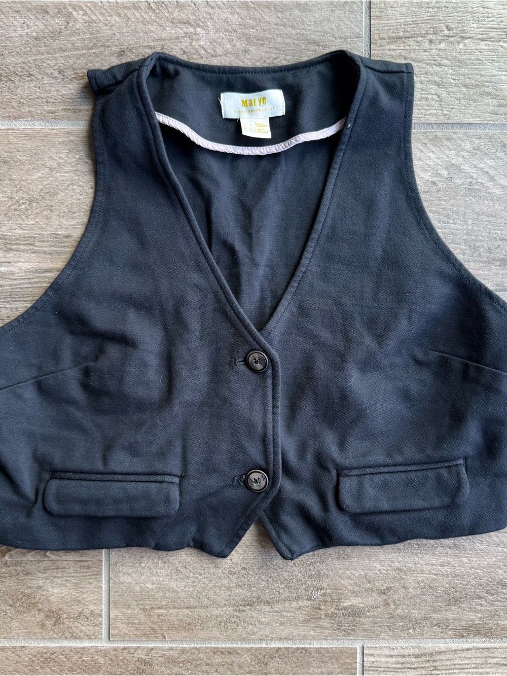Maeve by Anthropologie Black Tailored Button Front Vest Women’s Size 4